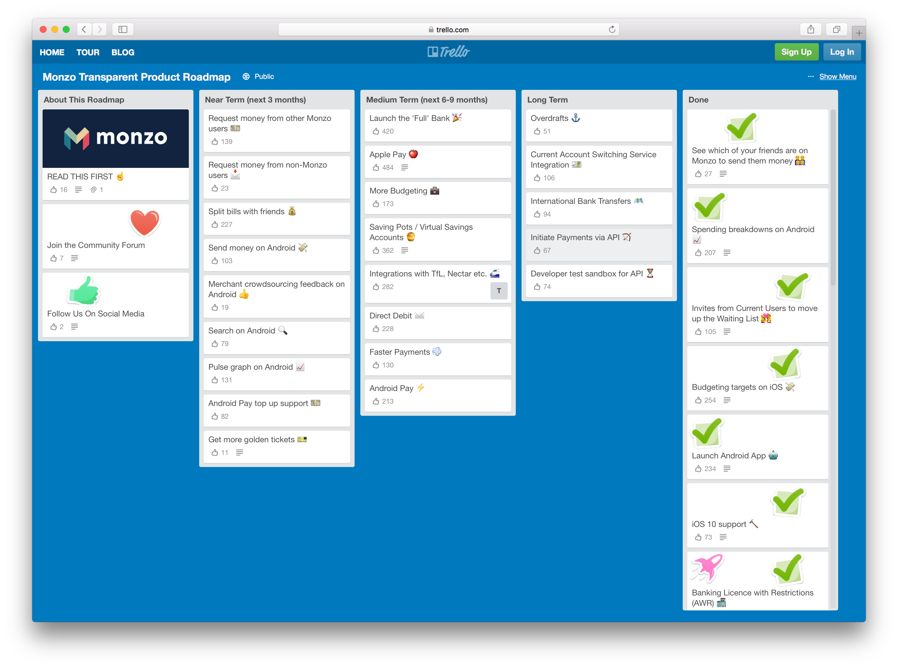 The Monzo Transparent Product Roadmap