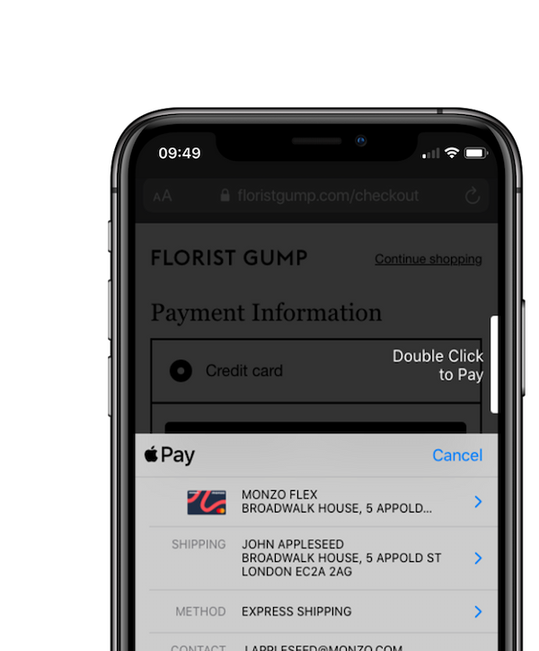Mobile phone showing Apple Pay