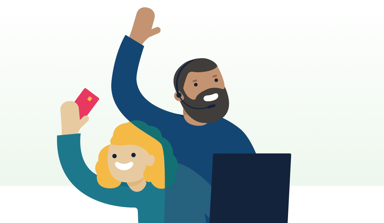 Illustration of two Monzo customer support agents